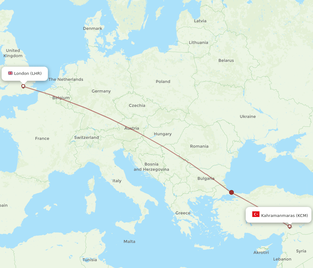 LHR-KCM flight routes