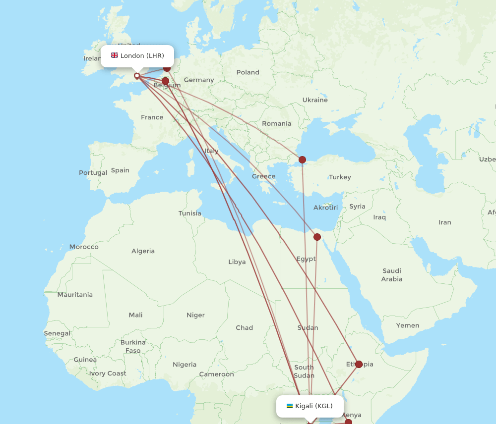 LHR-KGL flight routes