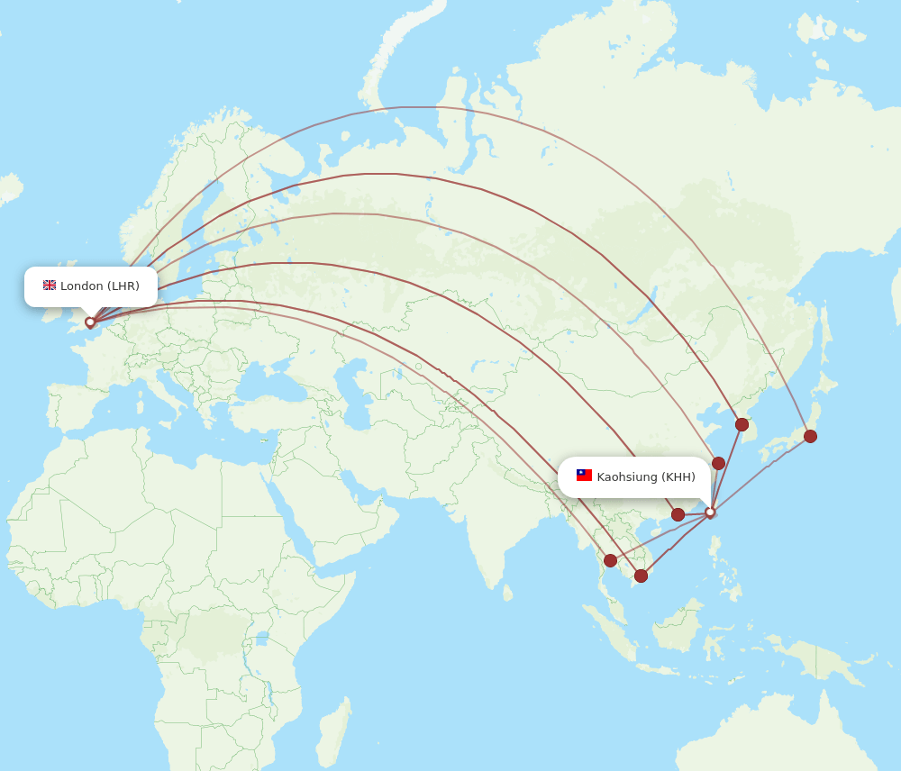 LHR-KHH flight routes