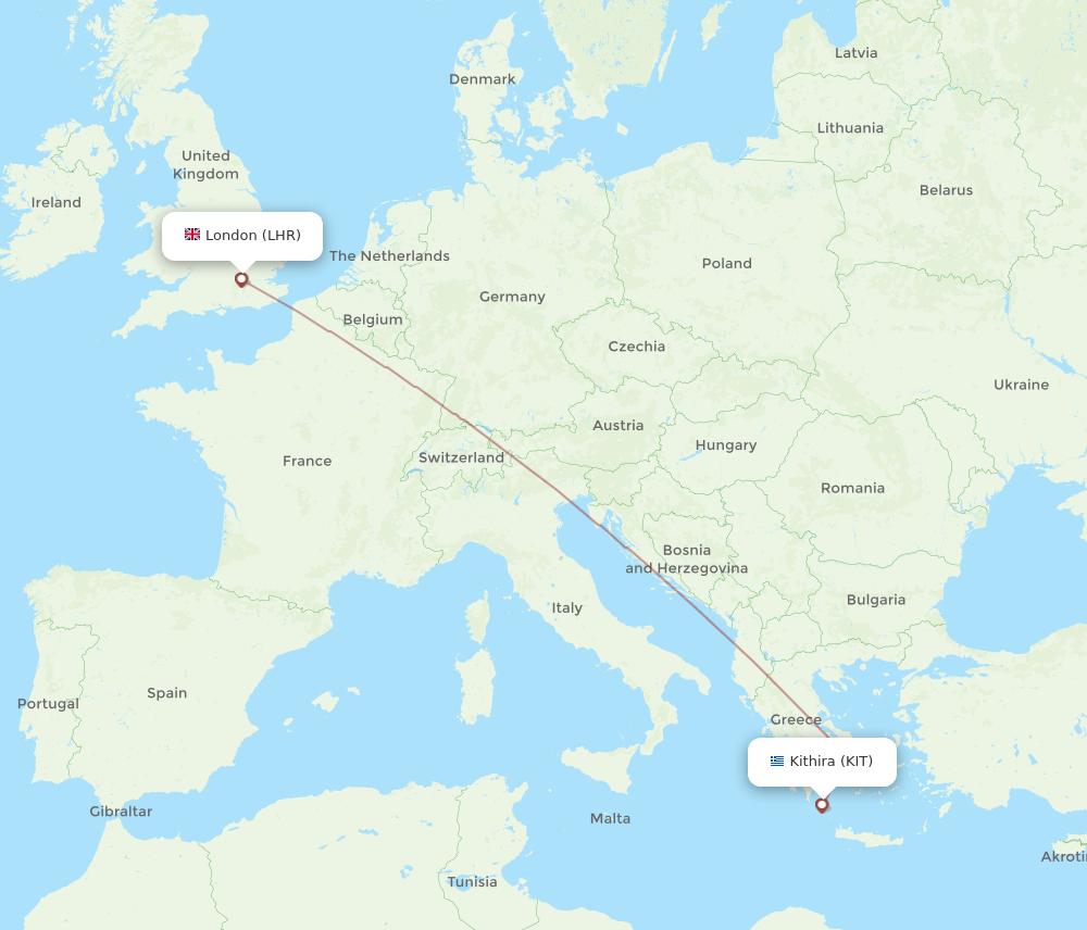 LHR to KIT flights and routes map