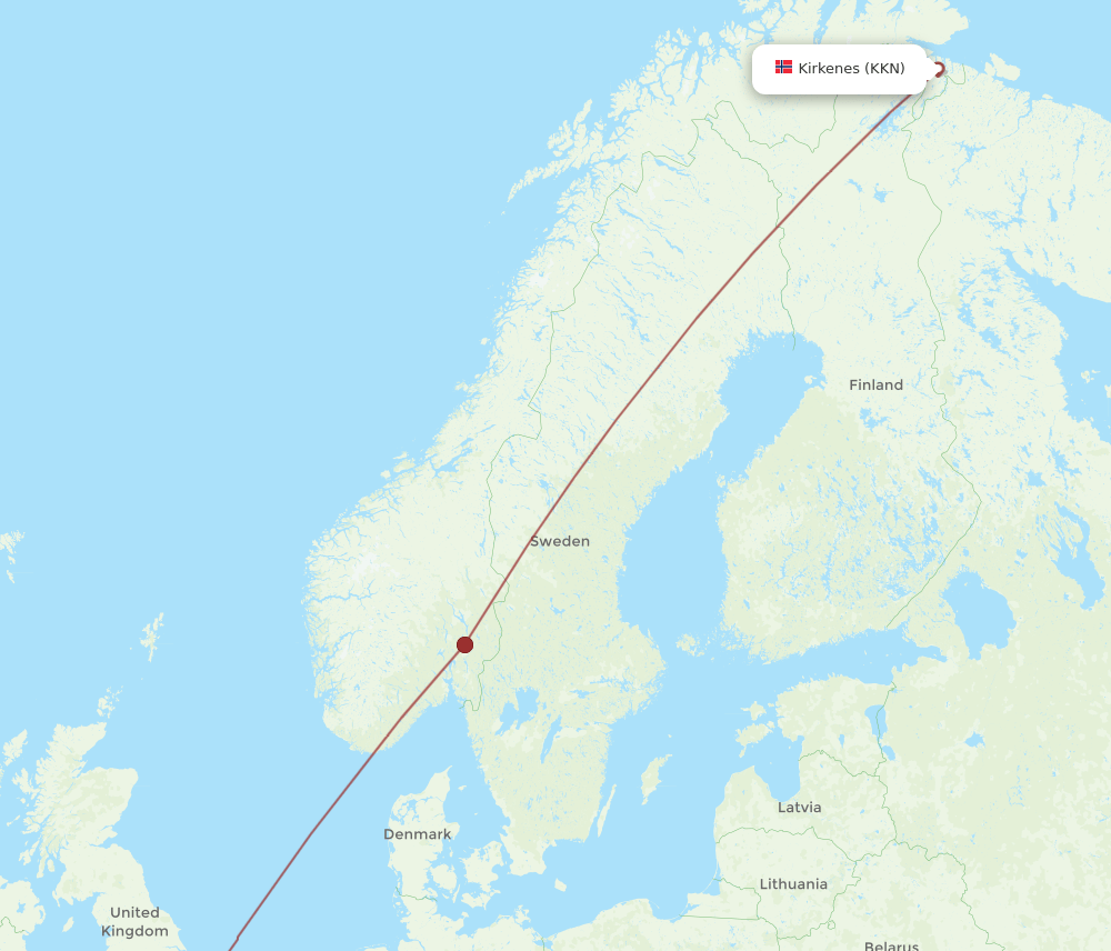LHR-KKN flight routes