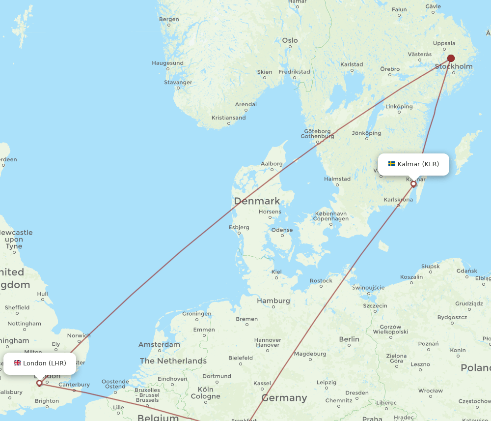 LHR-KLR flight routes