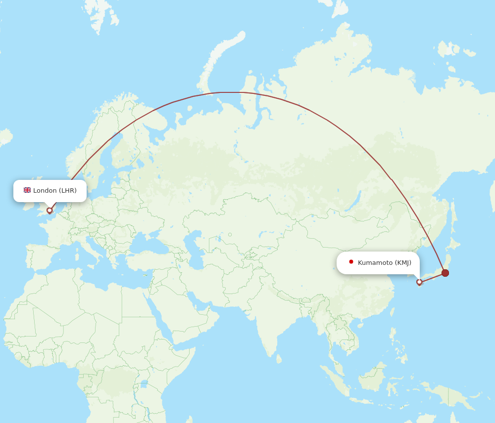 LHR to KMJ flights and routes map