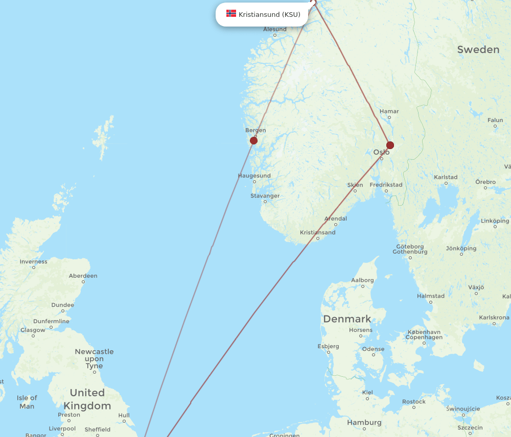 LHR-KSU flight routes