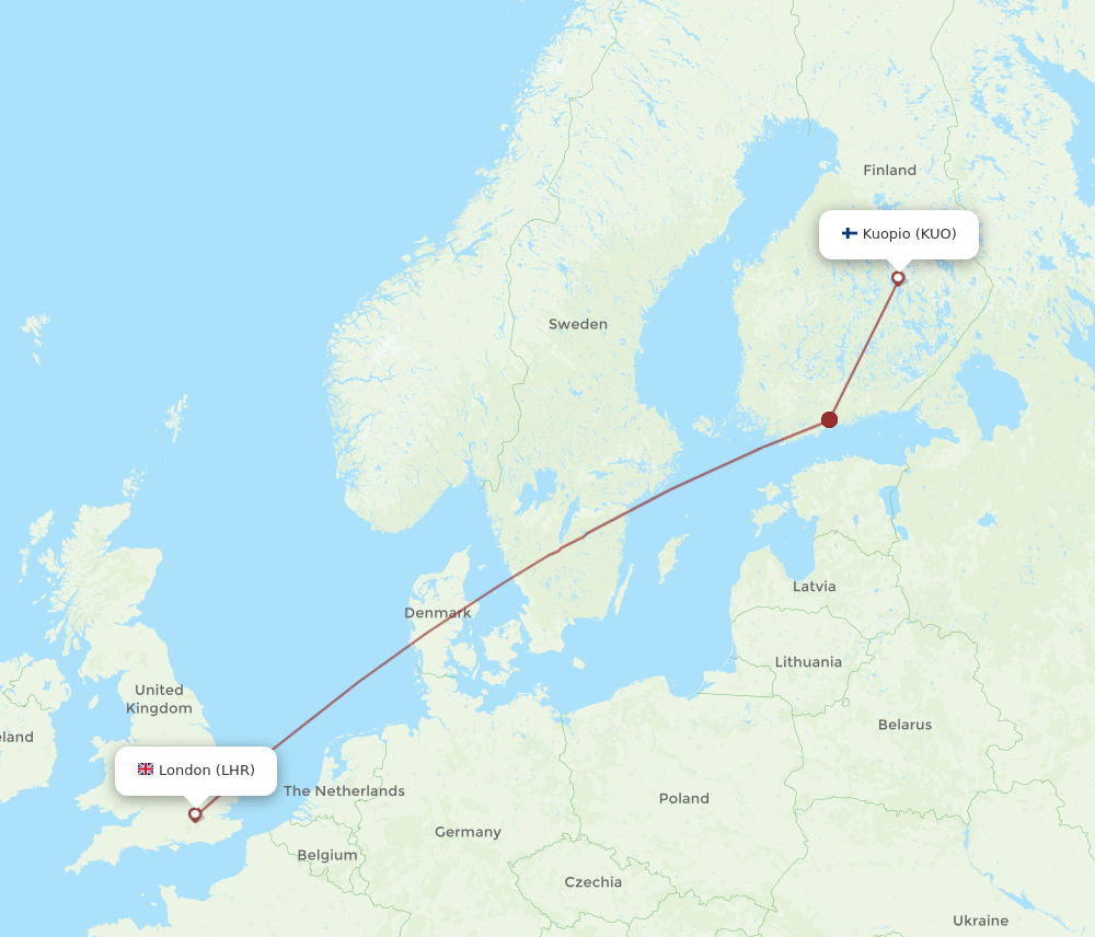 LHR-KUO flight routes