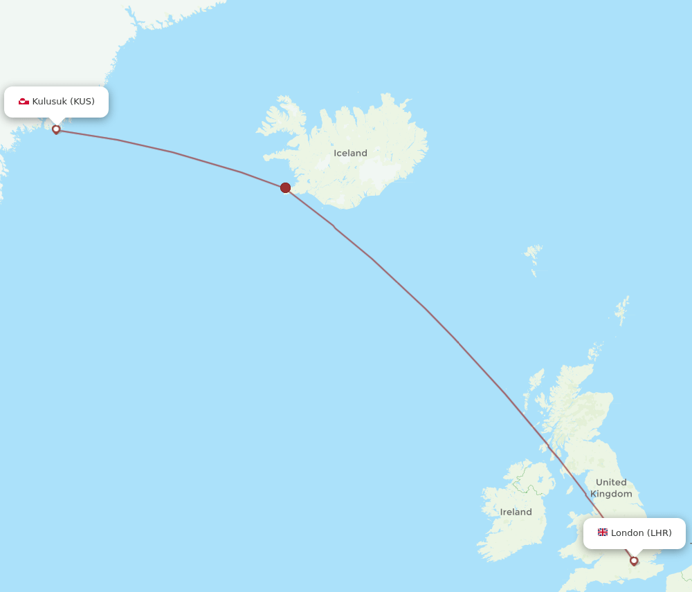 LHR to KUS flights and routes map