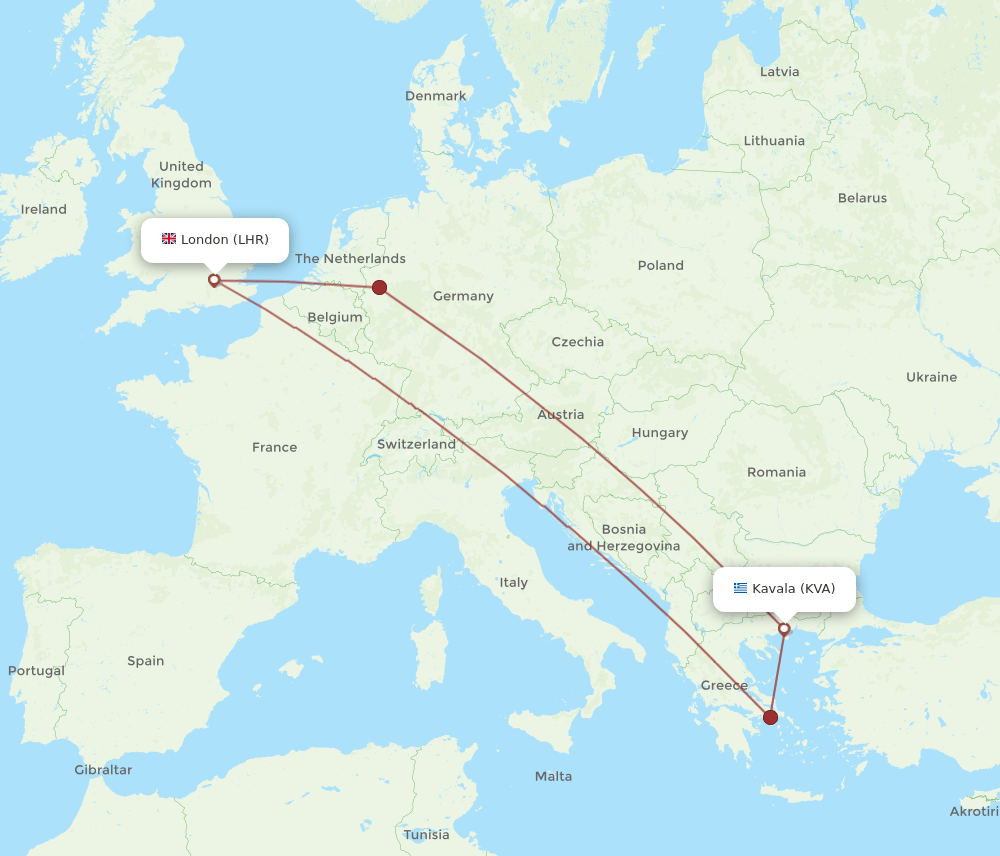 LHR-KVA flight routes
