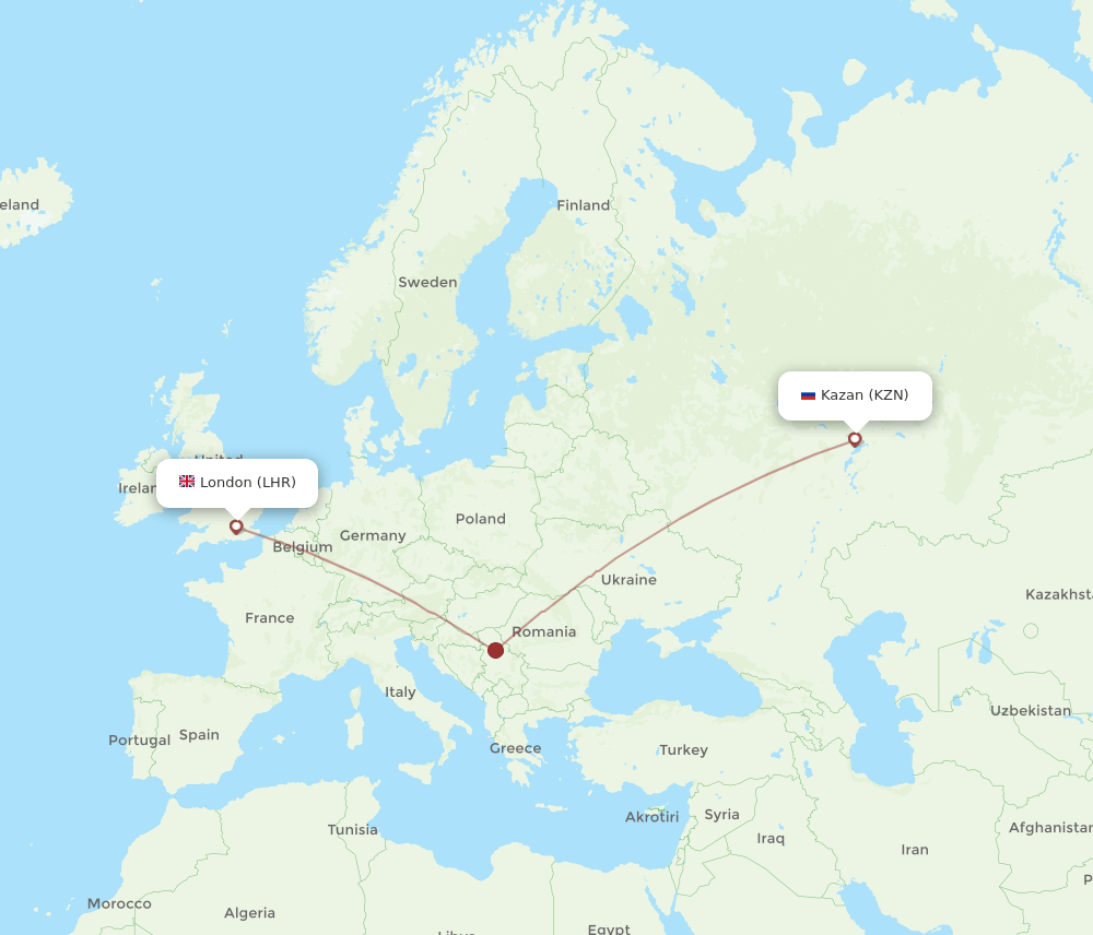 LHR-KZN flight routes