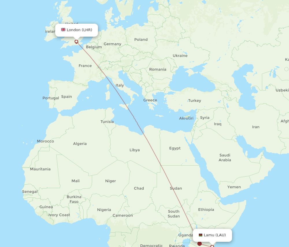 LHR-LAU flight routes