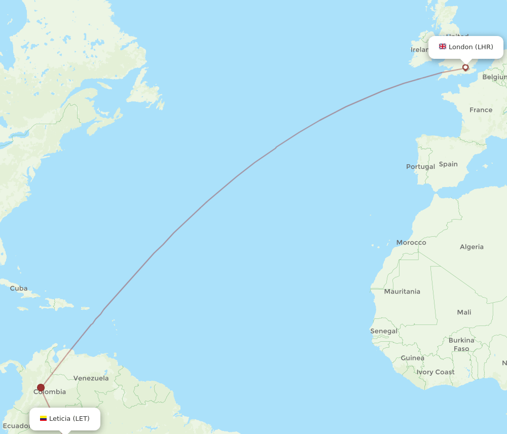 LHR-LET flight routes