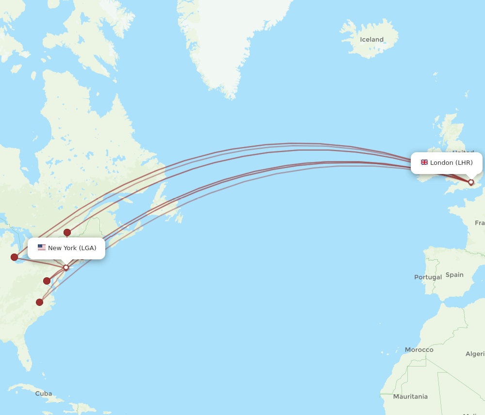 LHR-LGA flight routes