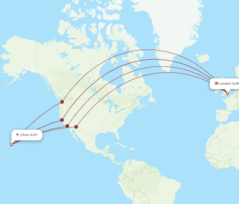 LHR-LIH flight routes