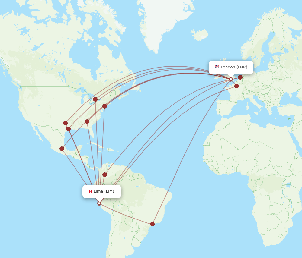 LHR to LIM flights and routes map
