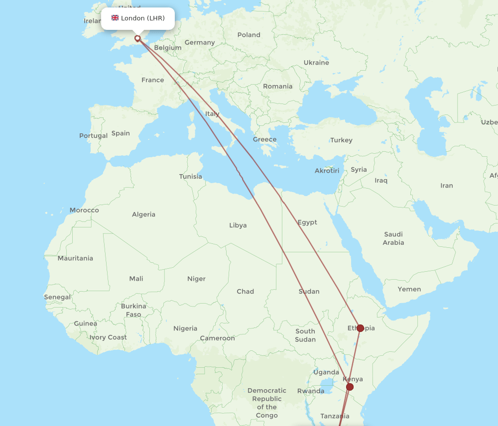 LHR-LLW flight routes