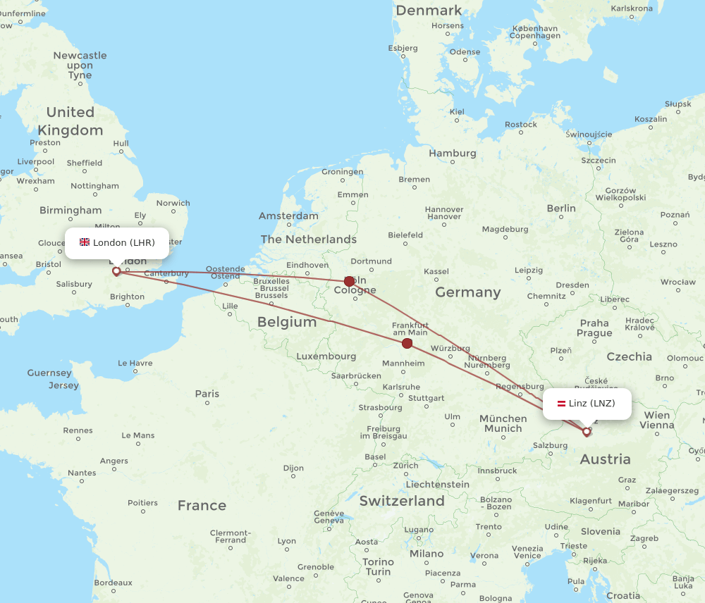LHR-LNZ flight routes