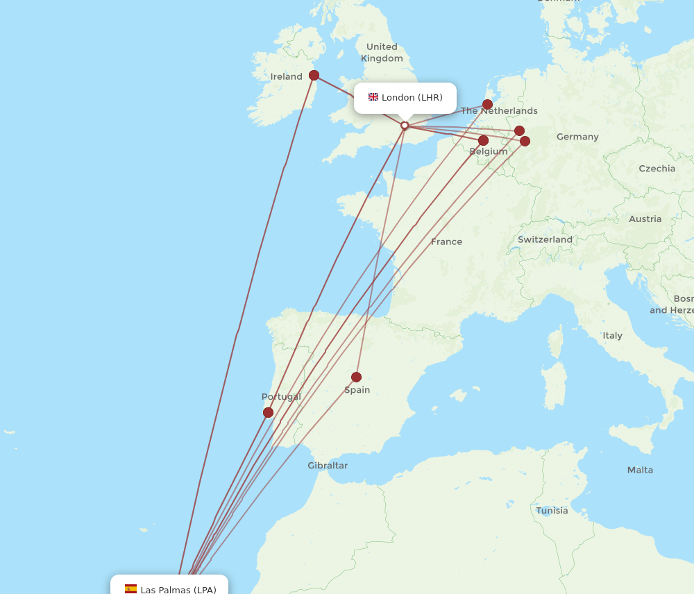 LHR-LPA flight routes