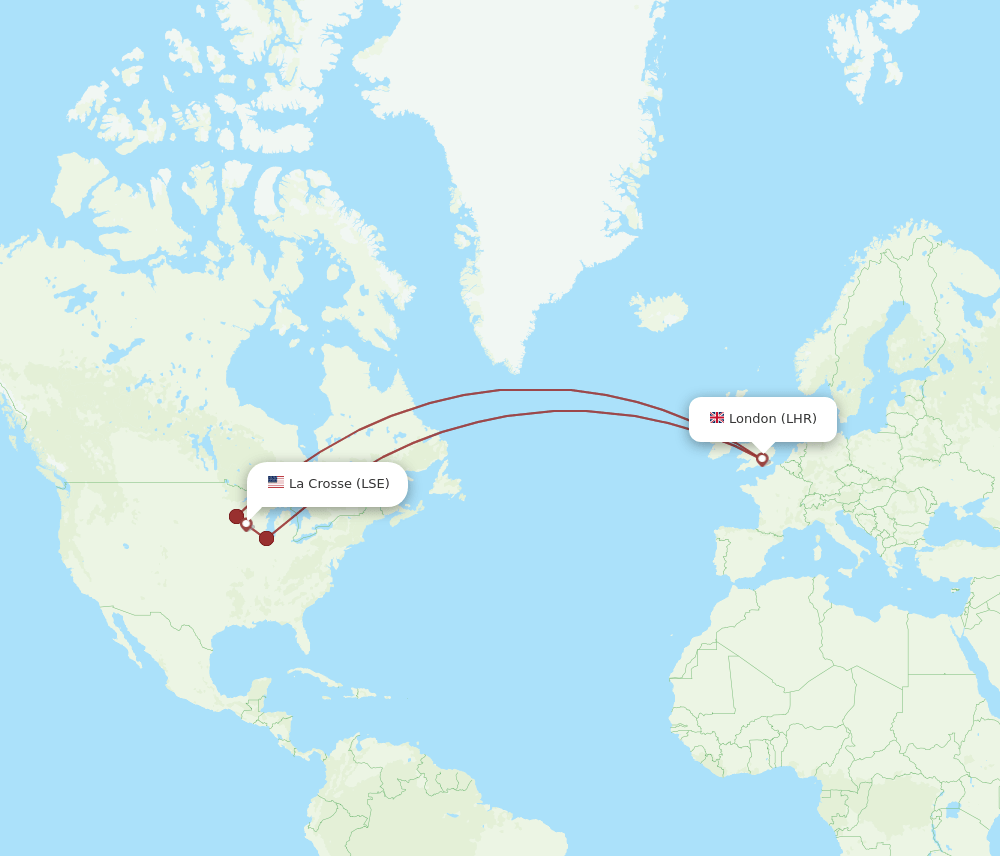 LHR to LSE flights and routes map