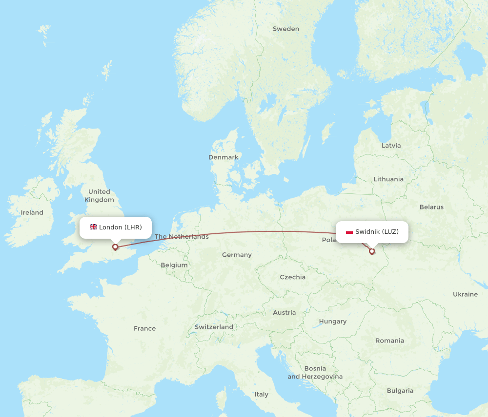 LHR to LUZ flights and routes map