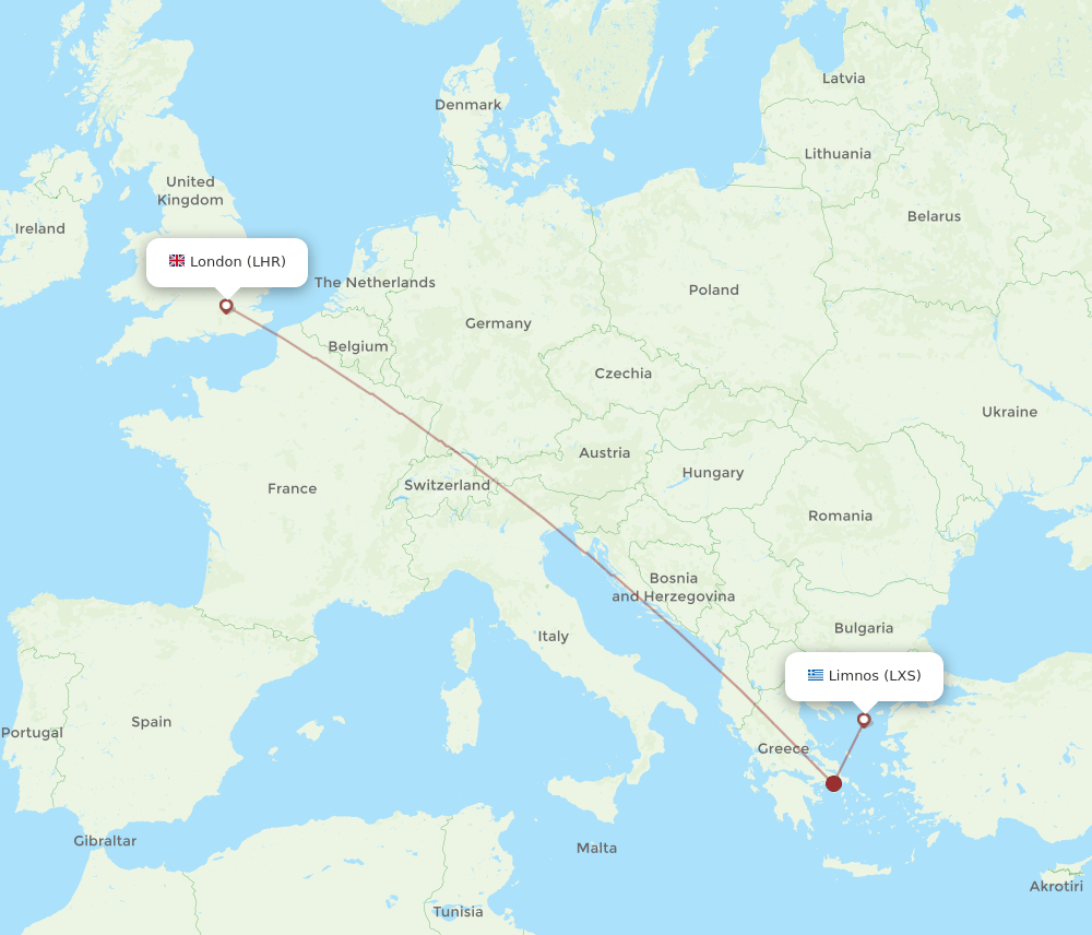 LHR-LXS flight routes