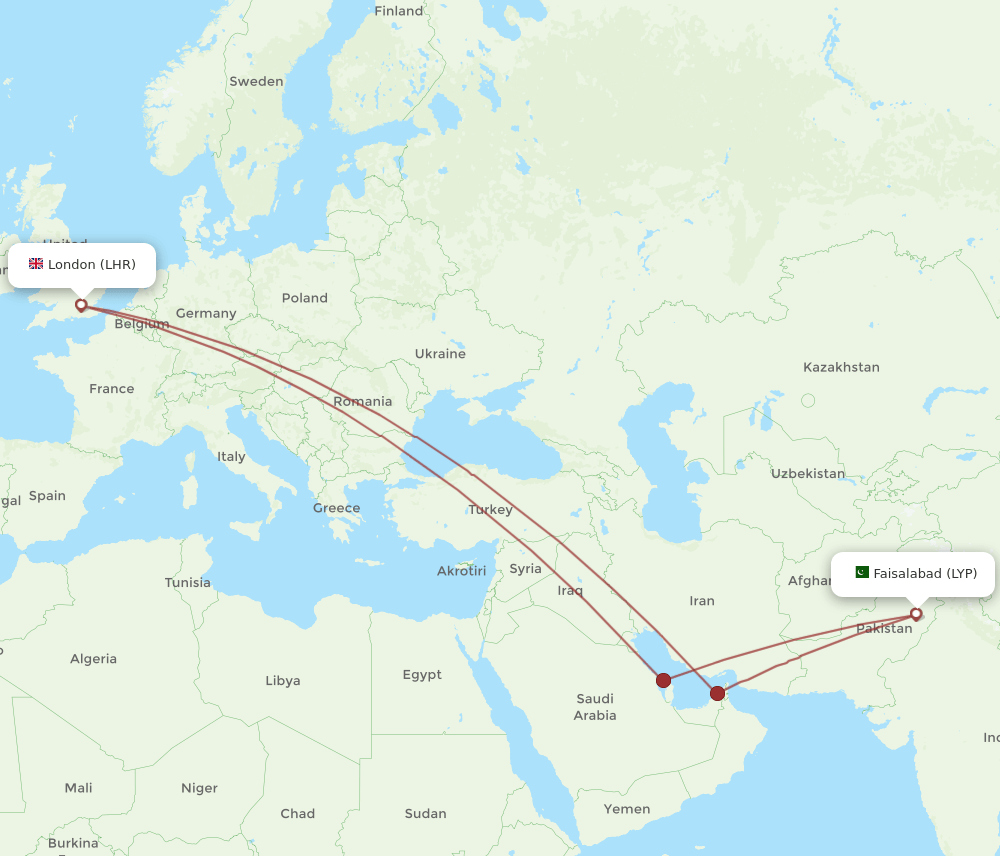 LHR-LYP flight routes