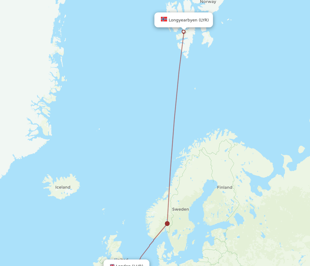 LHR-LYR flight routes