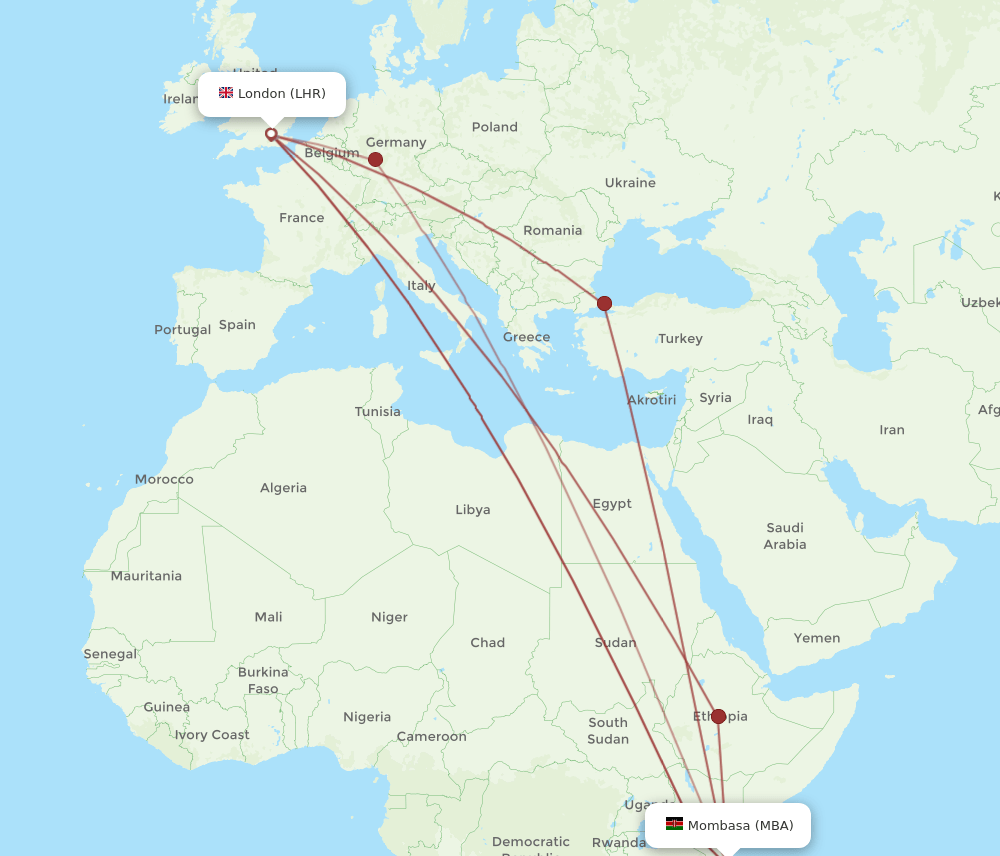 LHR-MBA flight routes