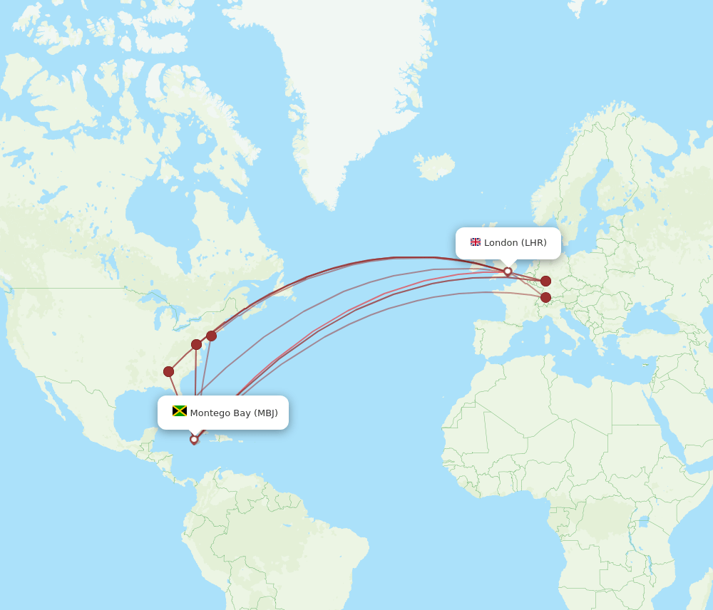 LHR-MBJ flight routes