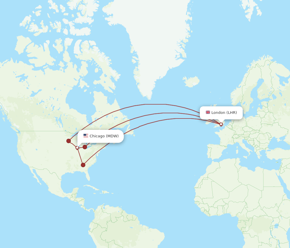 LHR-MDW flight routes