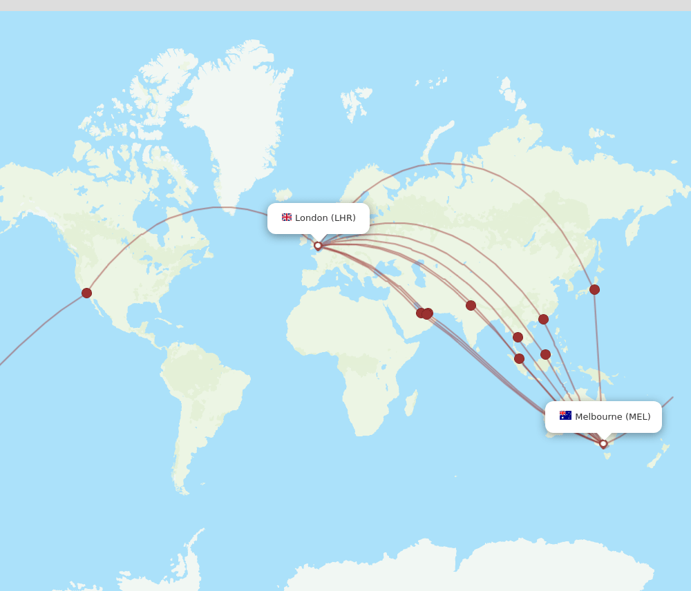 LHR-MEL flight routes