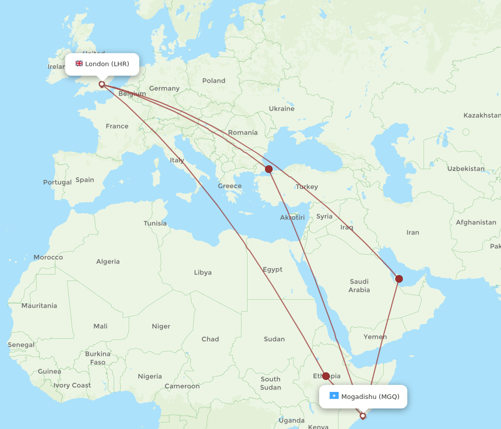 LHR-MGQ flight routes