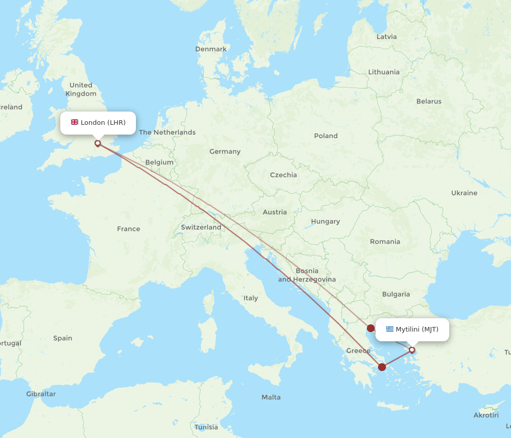 LHR-MJT flight routes