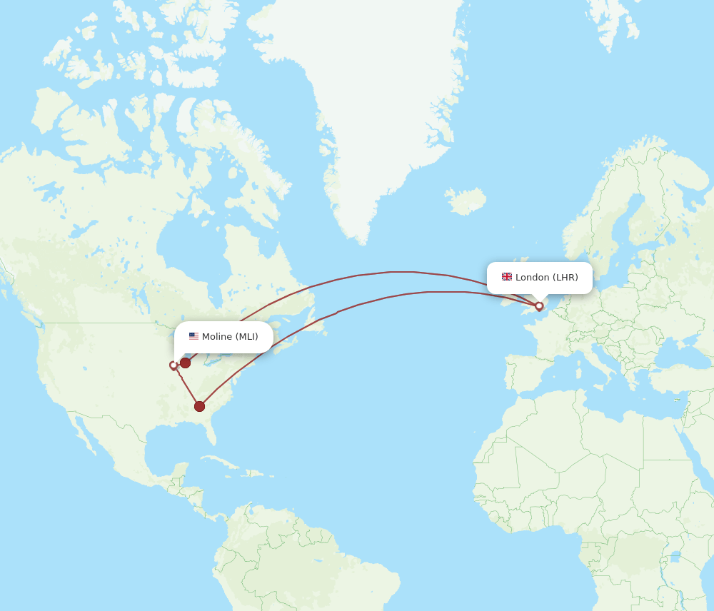 LHR-MLI flight routes