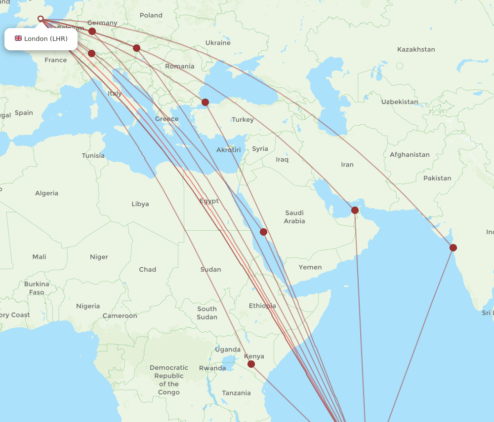 LHR-MRU flight routes