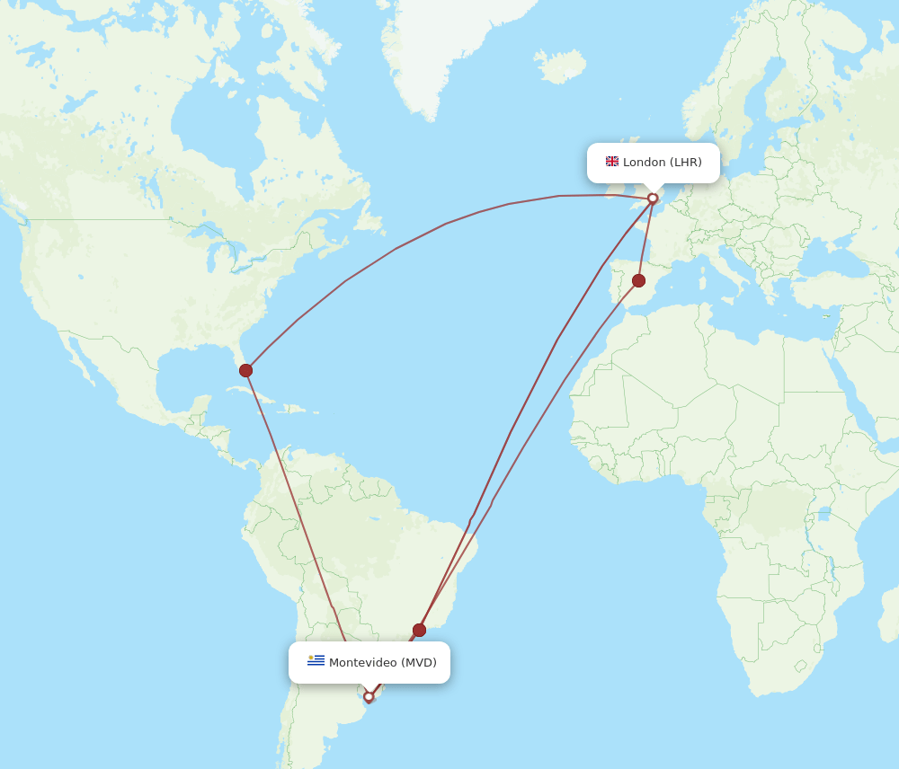 LHR-MVD flight routes