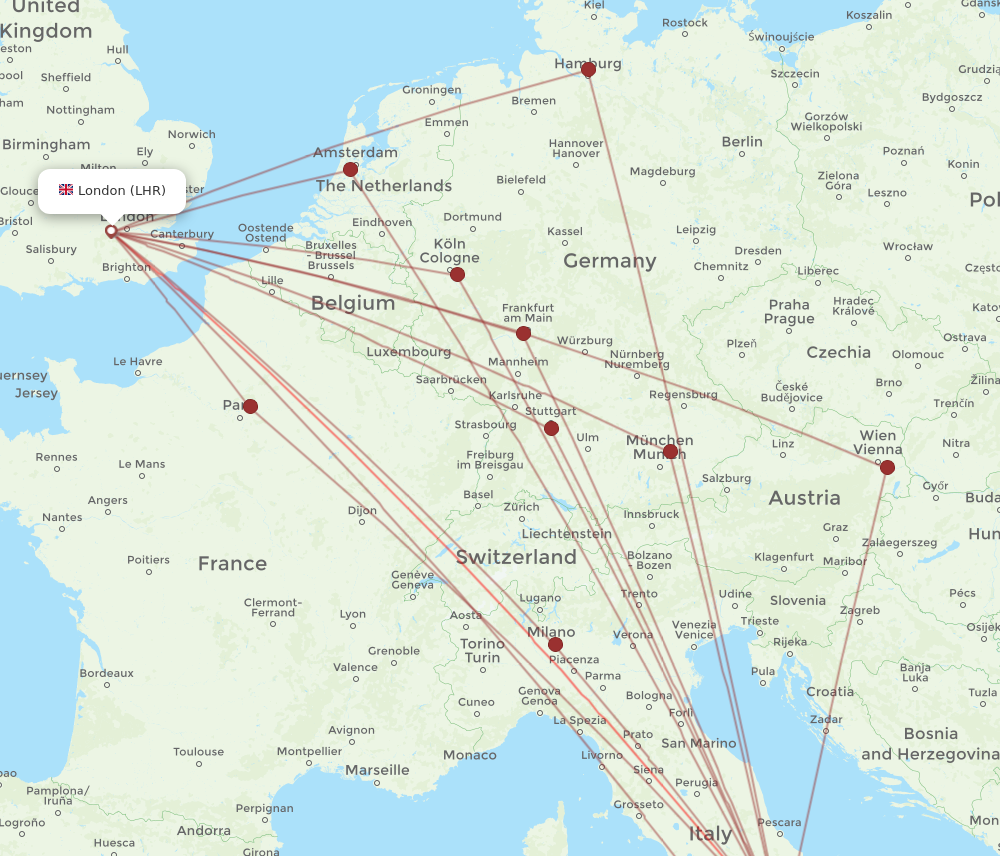 LHR to NAP flights and routes map