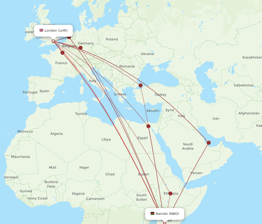 LHR-NBO flight routes