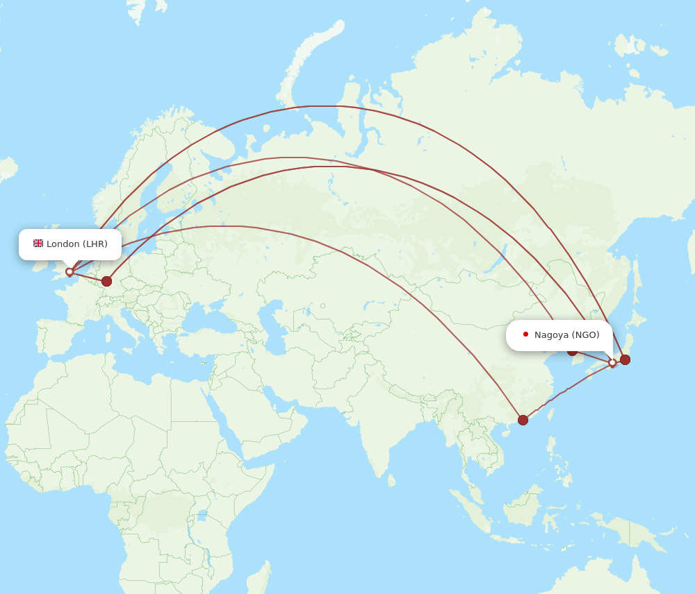 LHR-NGO flight routes