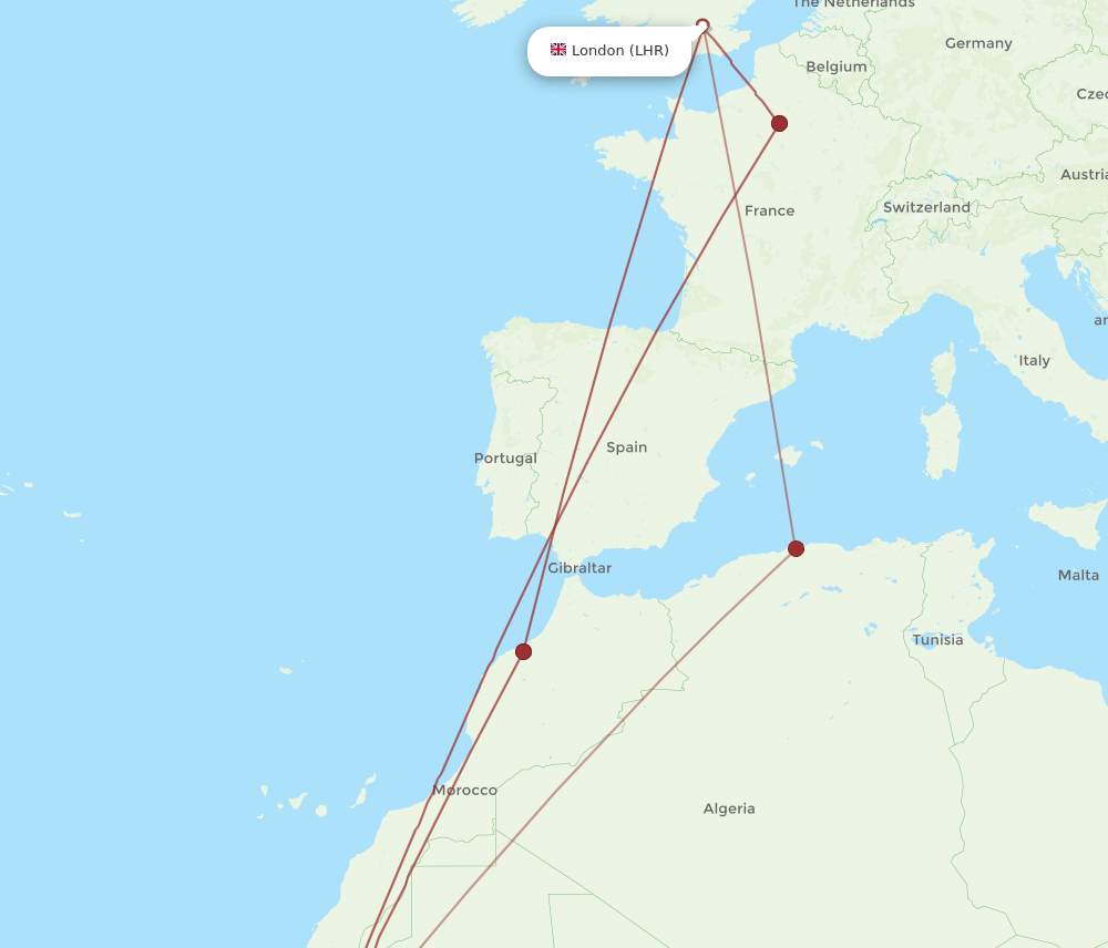 LHR-NKC flight routes