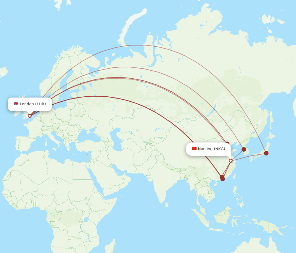 LHR-NKG flight routes