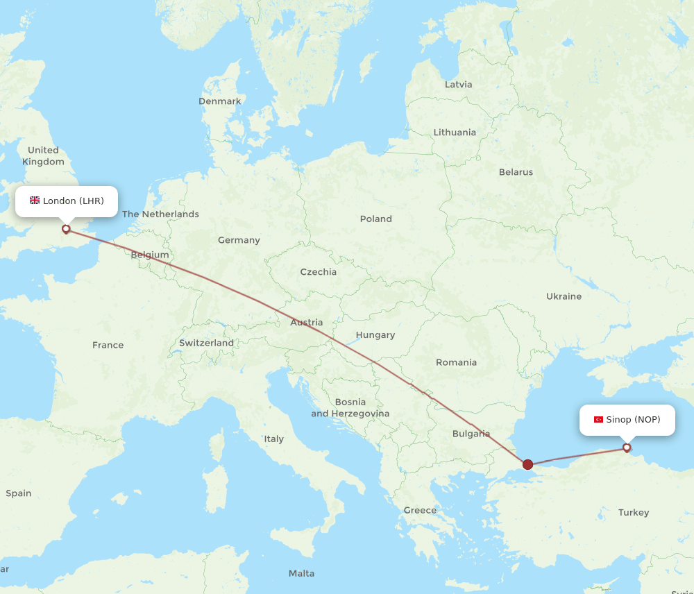 LHR-NOP flight routes