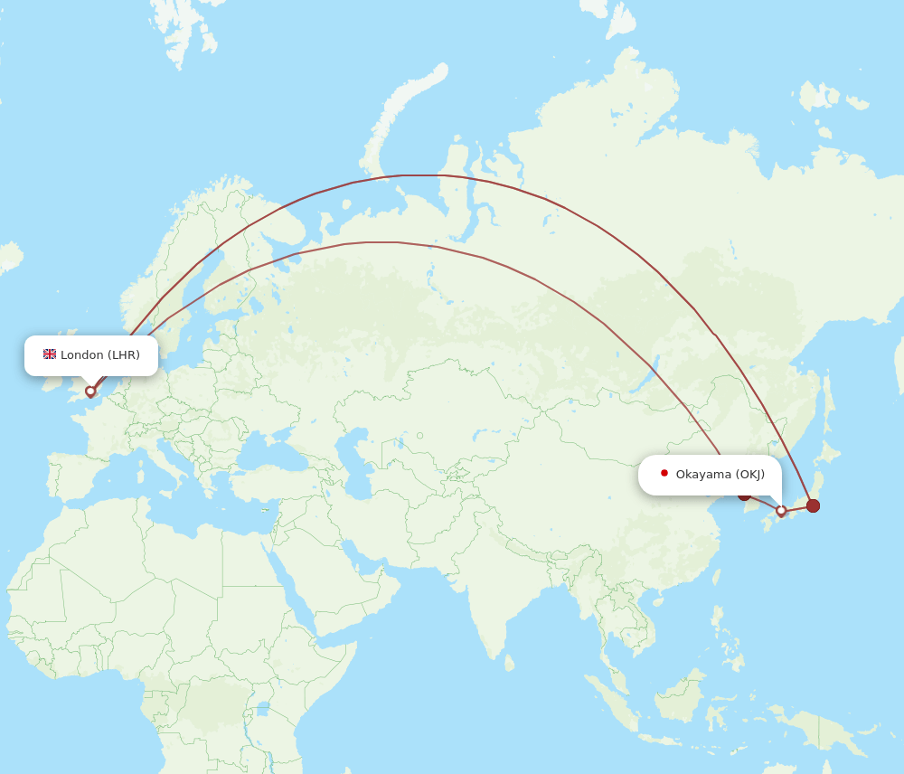 LHR-OKJ flight routes