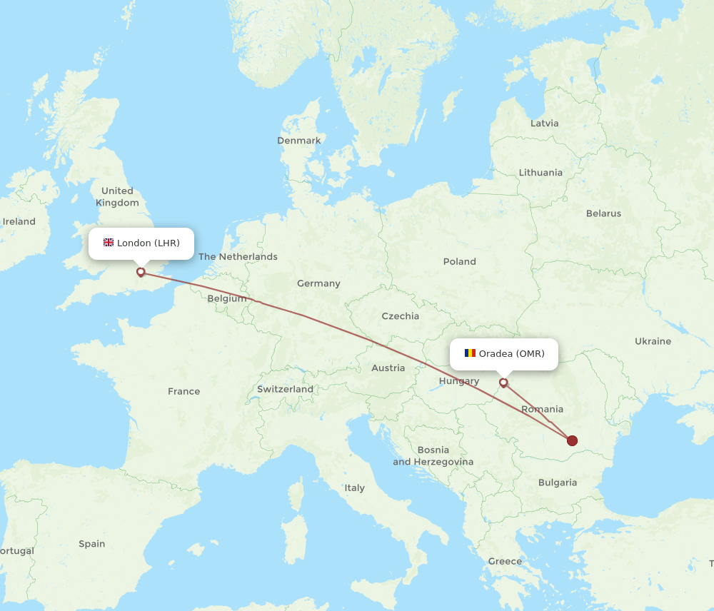 LHR to OMR flights and routes map