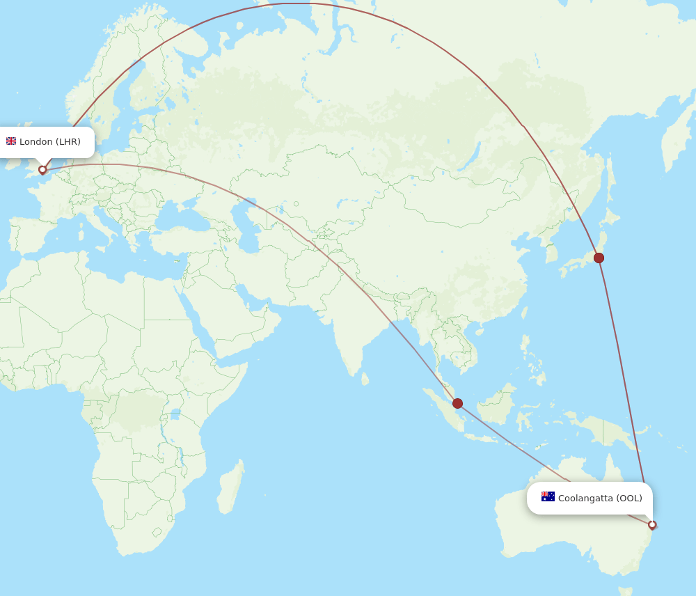 LHR-OOL flight routes