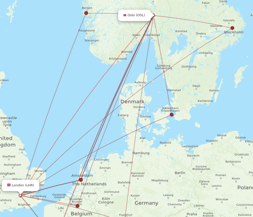 LHR to OSL flights and routes map