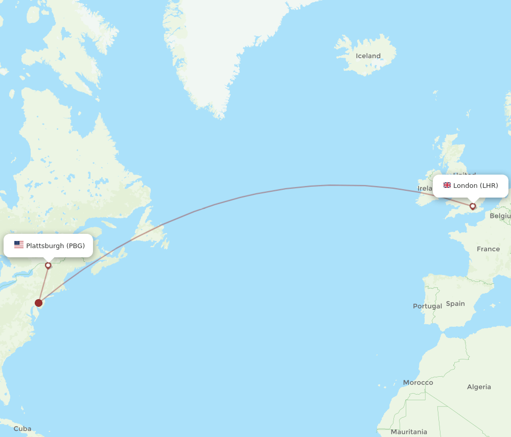 LHR-PBG flight routes