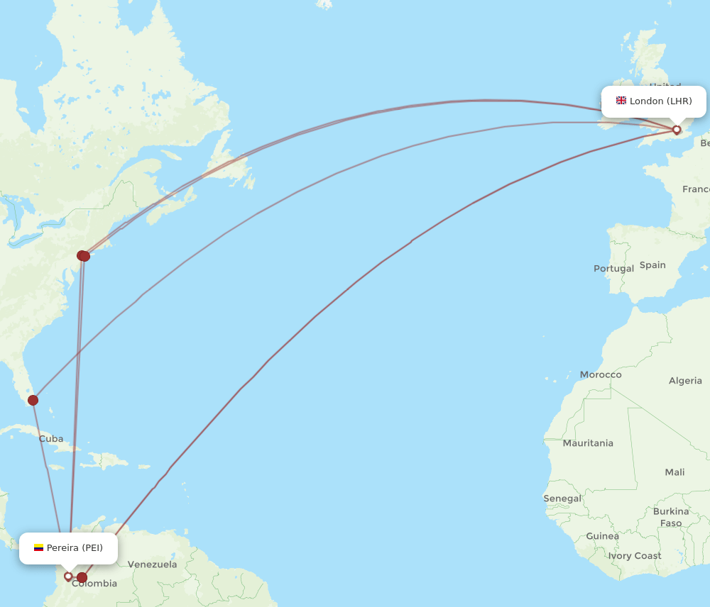 LHR-PEI flight routes