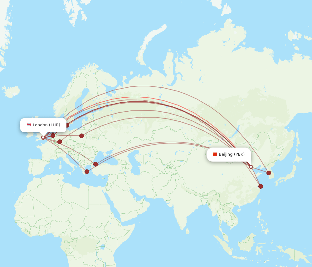 LHR-PEK flight routes