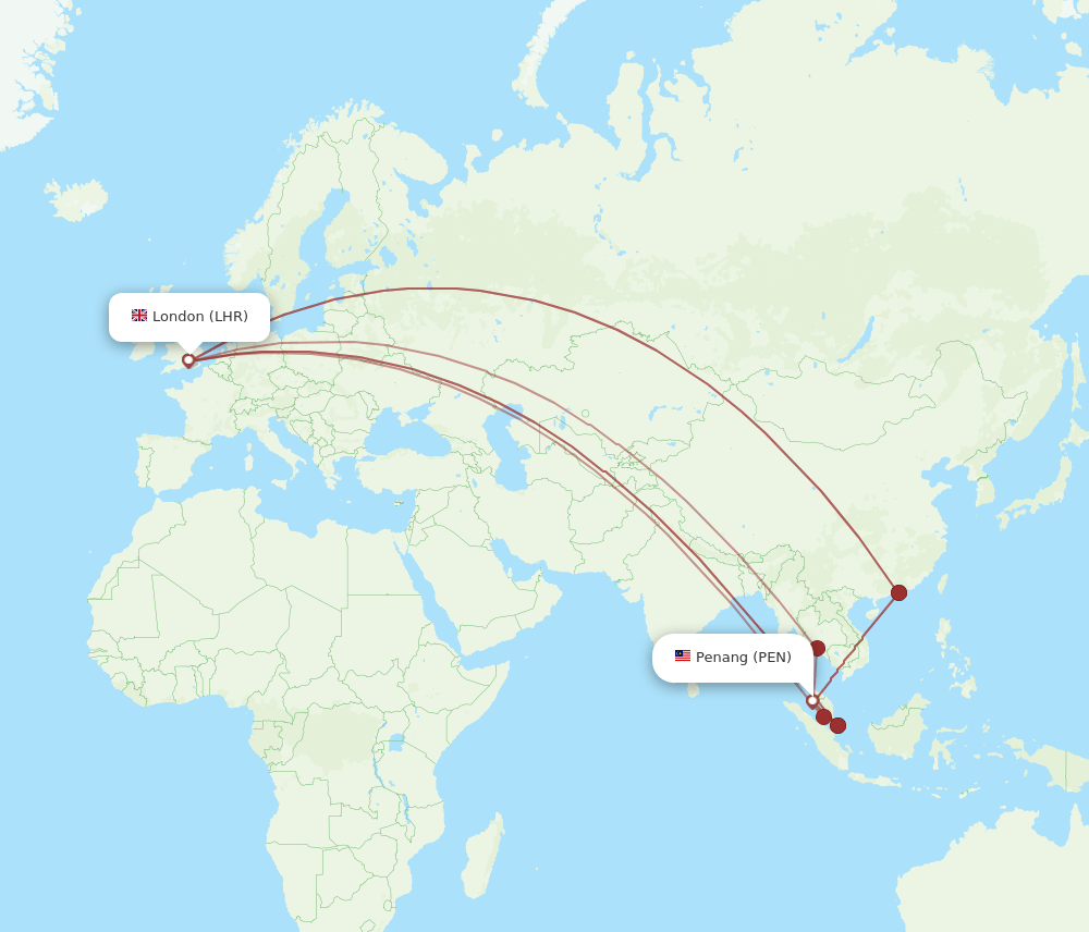 LHR-PEN flight routes