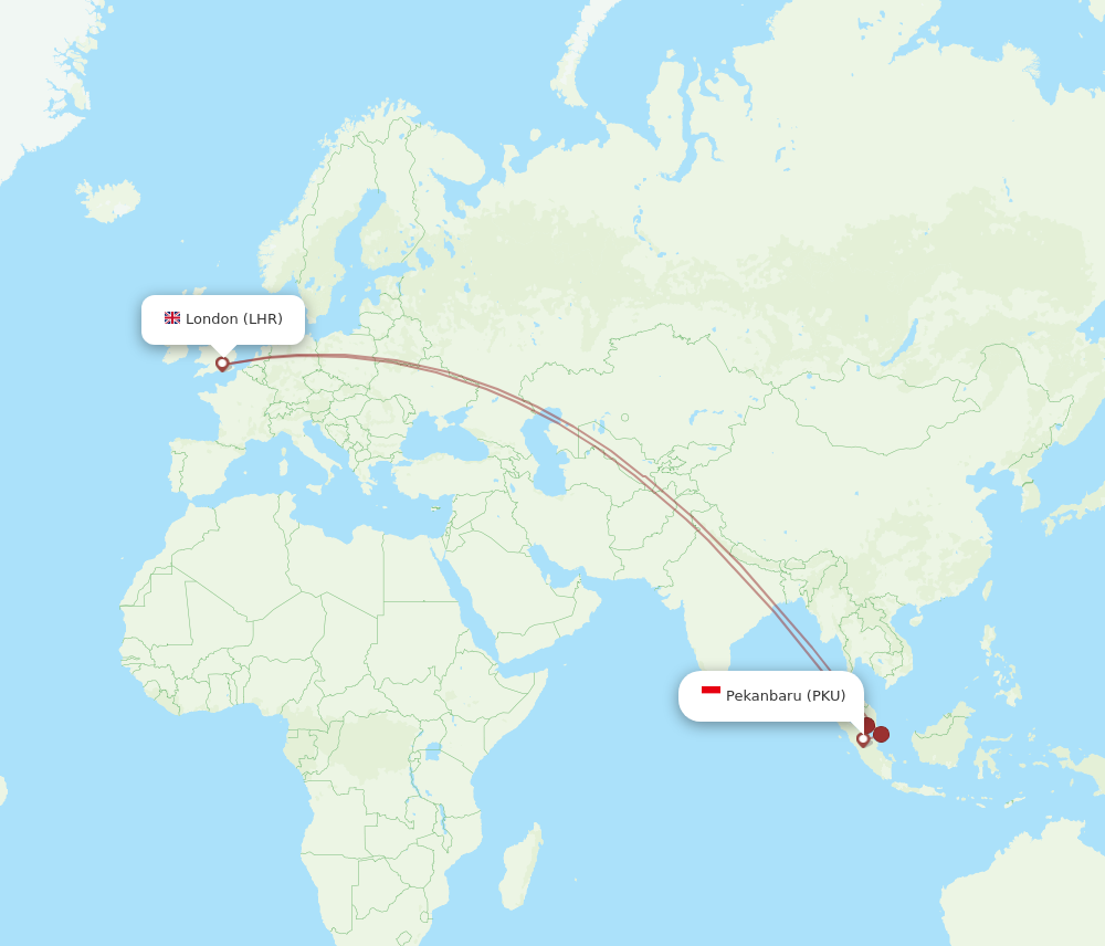 LHR to PKU flights and routes map