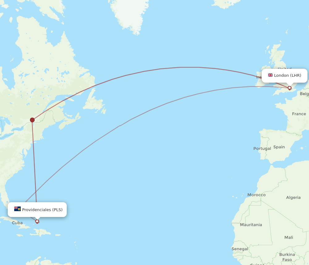 LHR-PLS flight routes